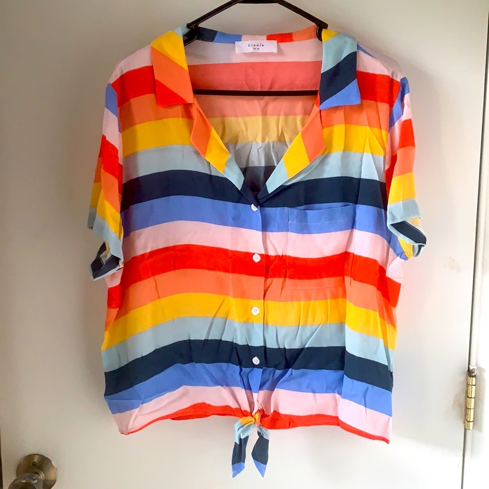 Elodie Front Tie Button Up Blouse